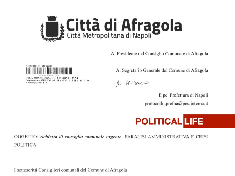 Afragola – Chiesto Consiglio comunale urgente: “Paralisi amministrativa e crisi&nbsp;politica”